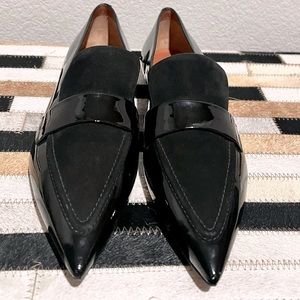 Black patent leather/suede flats